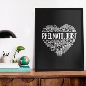Rheumatologist Heart Poster, Rheumatologist Wall Art, Canvas Wooden Black White Frame, Gift, Framed Gifts