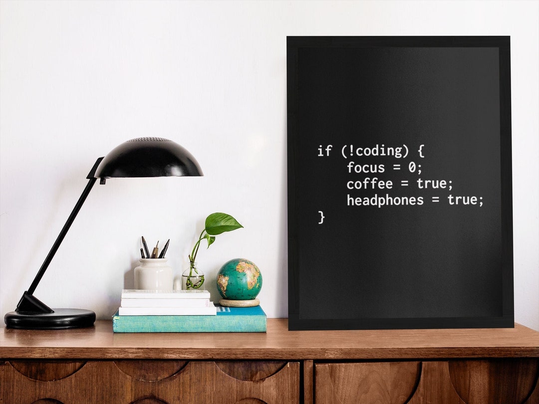 Programmer Headphones Code Poster, Programmer Wall Art, Canvas Wooden ...