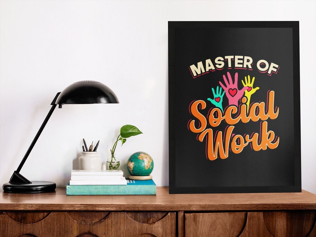 Master of Social Work Poster, Social Work Wall Art, Canvas Wooden Black
