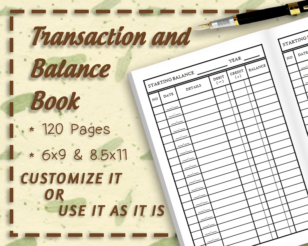 Transaction and Balance Book Interior 120 Pages | 6