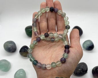 High Quality Natural Rainbow Fluorite Crystal Bracelet, Focus, Great for Studying and Work, Relieve Mental Tension, Crystal for Students