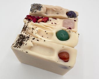 Organic Crystal-Infused Soaps, Grassfed Beef Tallow, Grassfed Goat Milk, Essential Oils