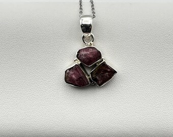 Watermelon Tourmaline Pendant, Handmade all natural Sterling Silver Pendant, October Birthstone