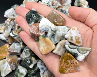 Extra Grade AAAA 8th Vein Ocean Jasper Nuggets, Agate, Madagascar, Orbicular Jasper, Jasper, Green, Calming Gemstone