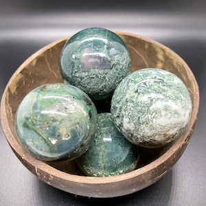 Moss Agate Sphere, Gemstone, Crystal, Quartz, Healing, Root, Heart, Chakra, Geode