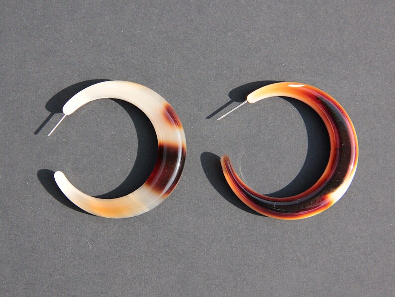 Silver Earrings Big Creole Ring Thick Oval C Frome Brun Clair