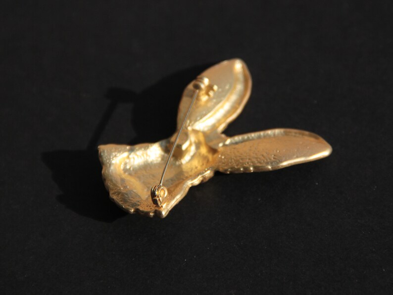 Golden Brooch Art Nouveau Metal Rabbit Tete