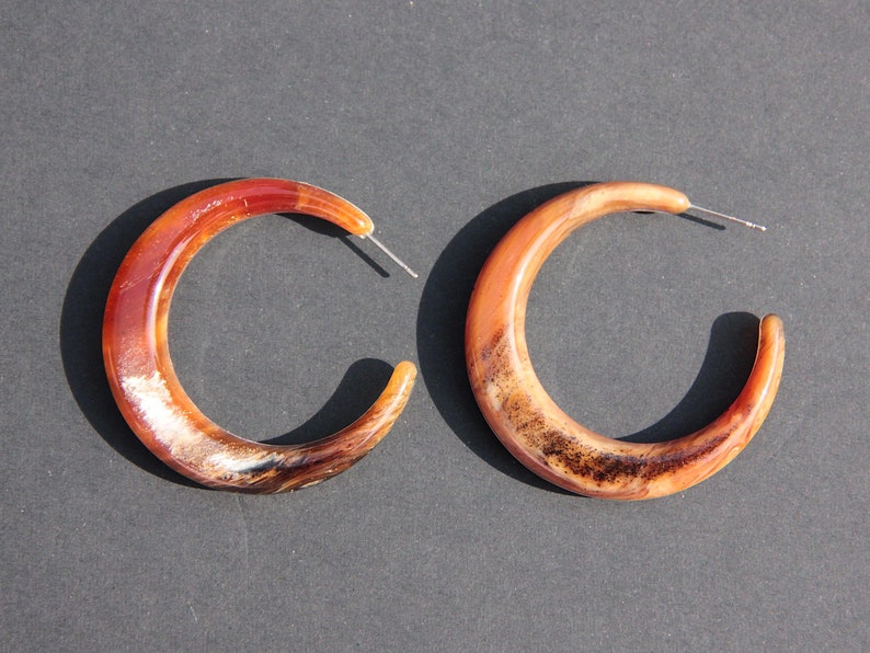 Silver Earrings Big Creole Ring Thick Oval C Frome Brun Clair
