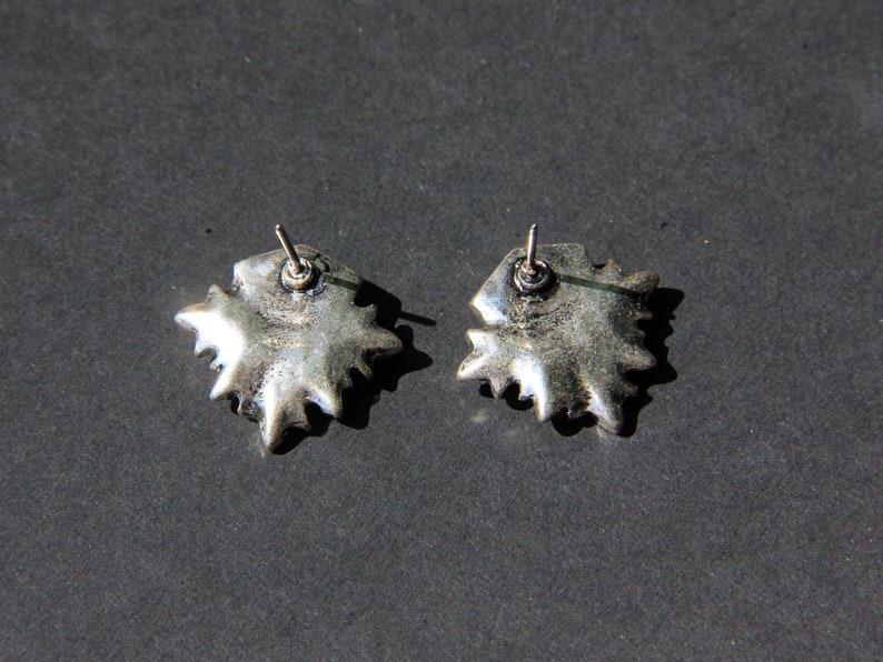 Earrings Clous Silver Chip Irregulier Green Emerald