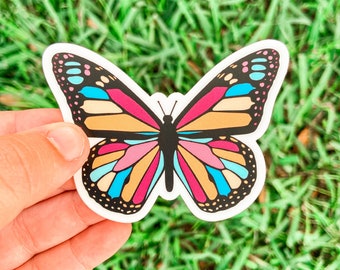 Insect Rainbow Sticker Rainbow Butterfly Sticker - Weatherproof Matte - Etsy