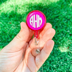 CUSTOM Monogram Badge Clip Retractable