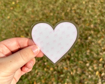 Bow Pattern Heart Sticker CLEAR