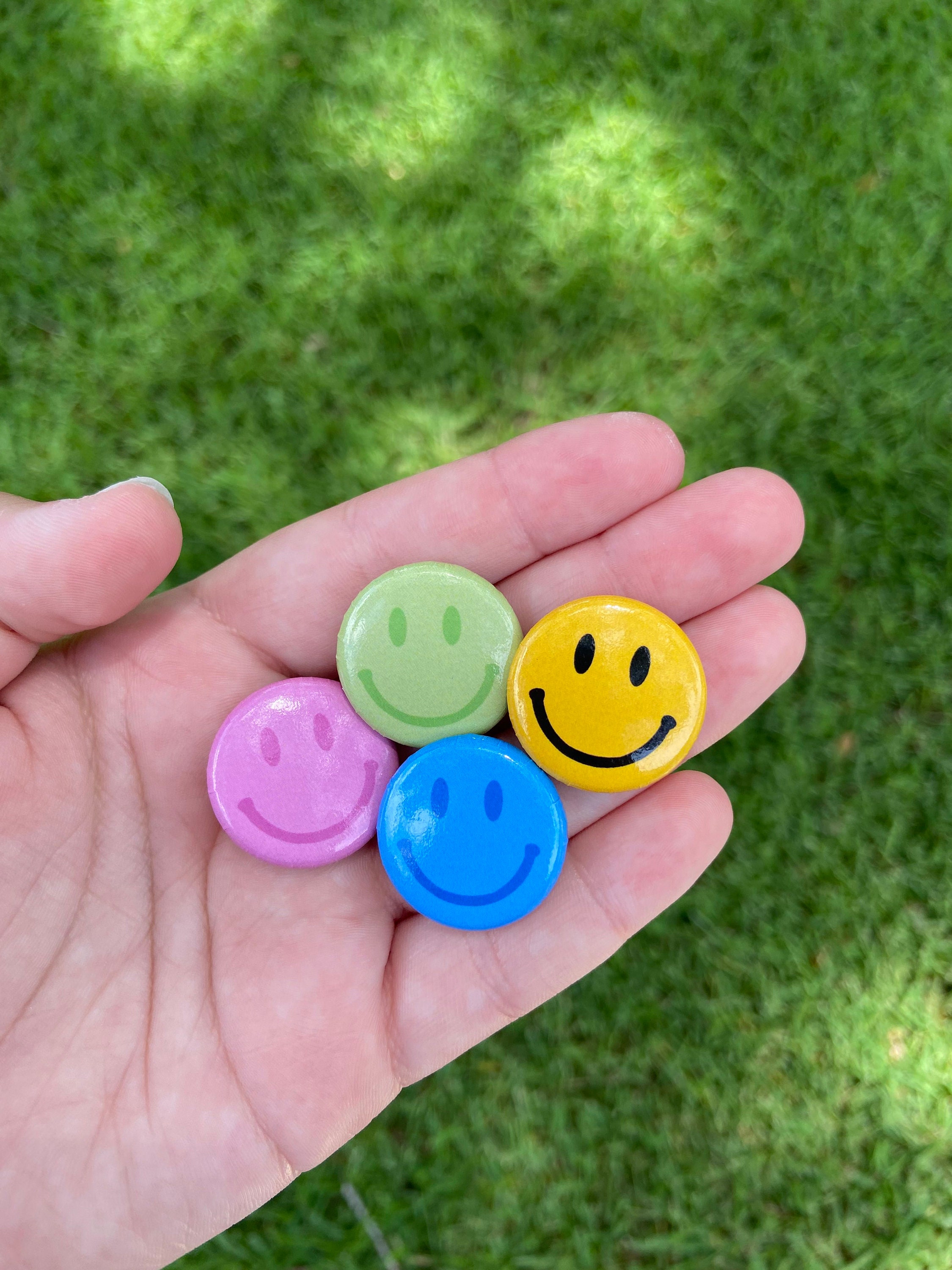 Happy Face Button Pins - Etsy