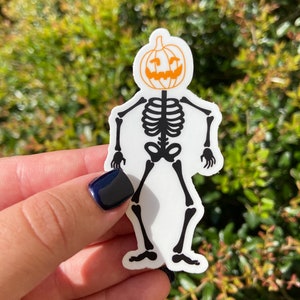 Pumpkin Head Skeleton Sticker