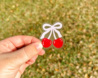 Cherry Bow Sticker CLEAR