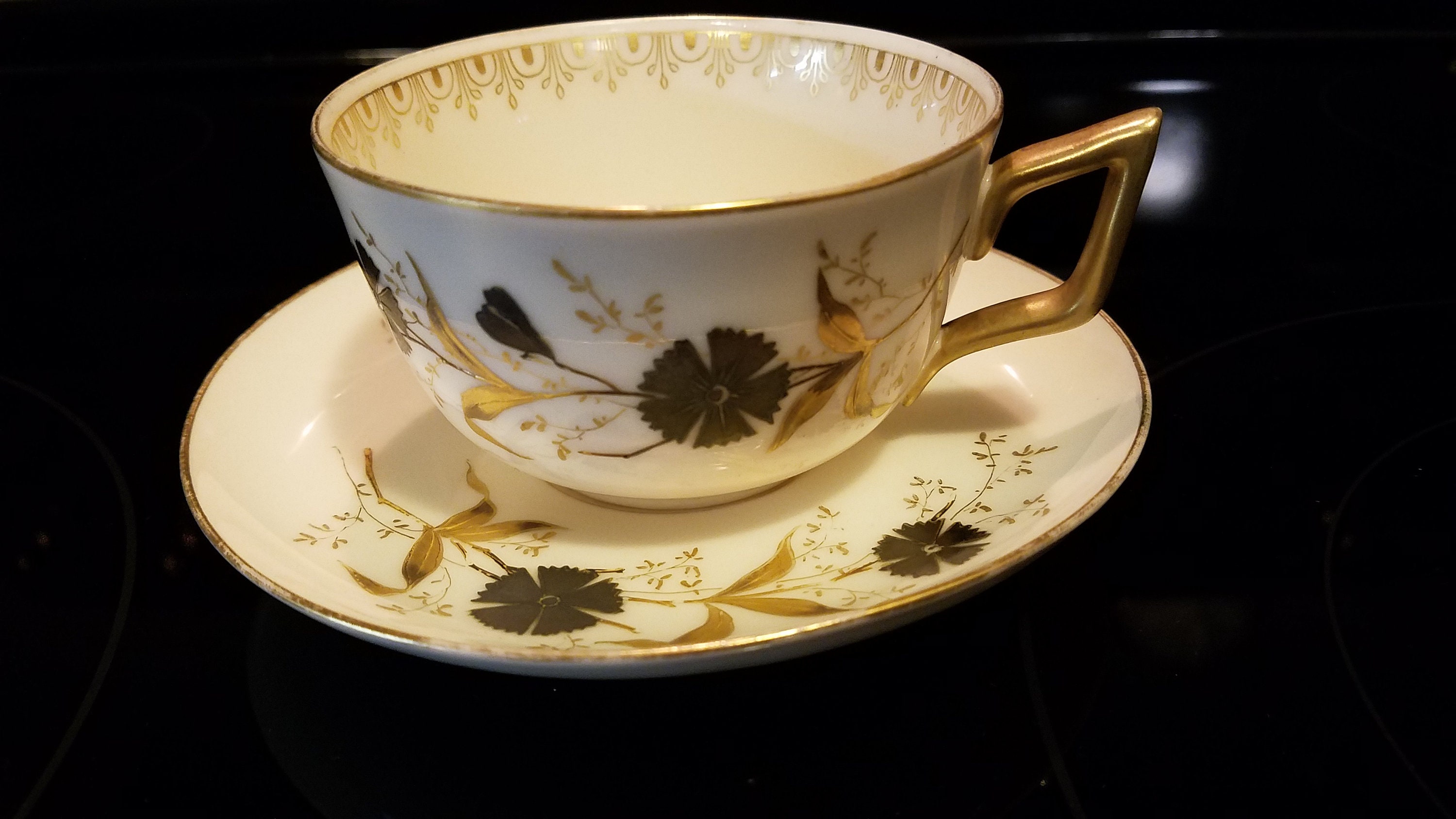 Carl Knoll Porcelain: Fishern, Bohemia C. 1855, Cup & Saucer