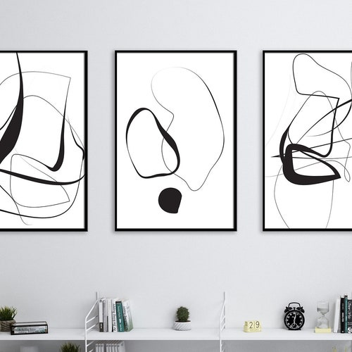 Modern Simple Minimal Gallery Wall Art Set of 3 Black and - Etsy