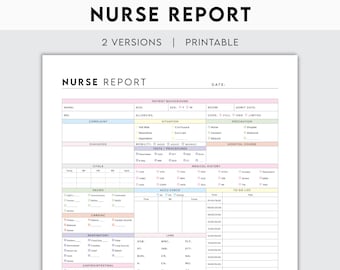 Nurse Report Sheet | Patientenübergabe, Krankenblatt (Digitaler Download)