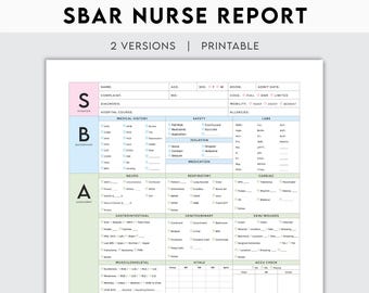 SBAR Nurse Report Vorlage, Patientenübergabebogen (digitaler Download)