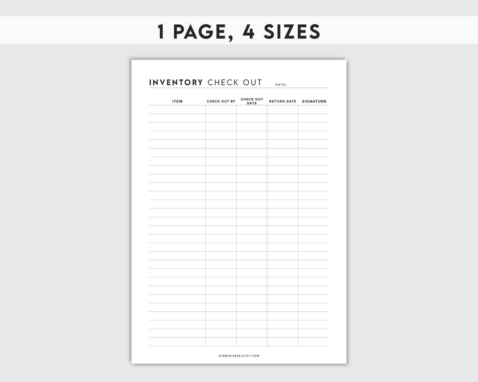 Store Checkout Inventory Inventory Checkout Tracker Printable | Stock Management Log (digital ...
