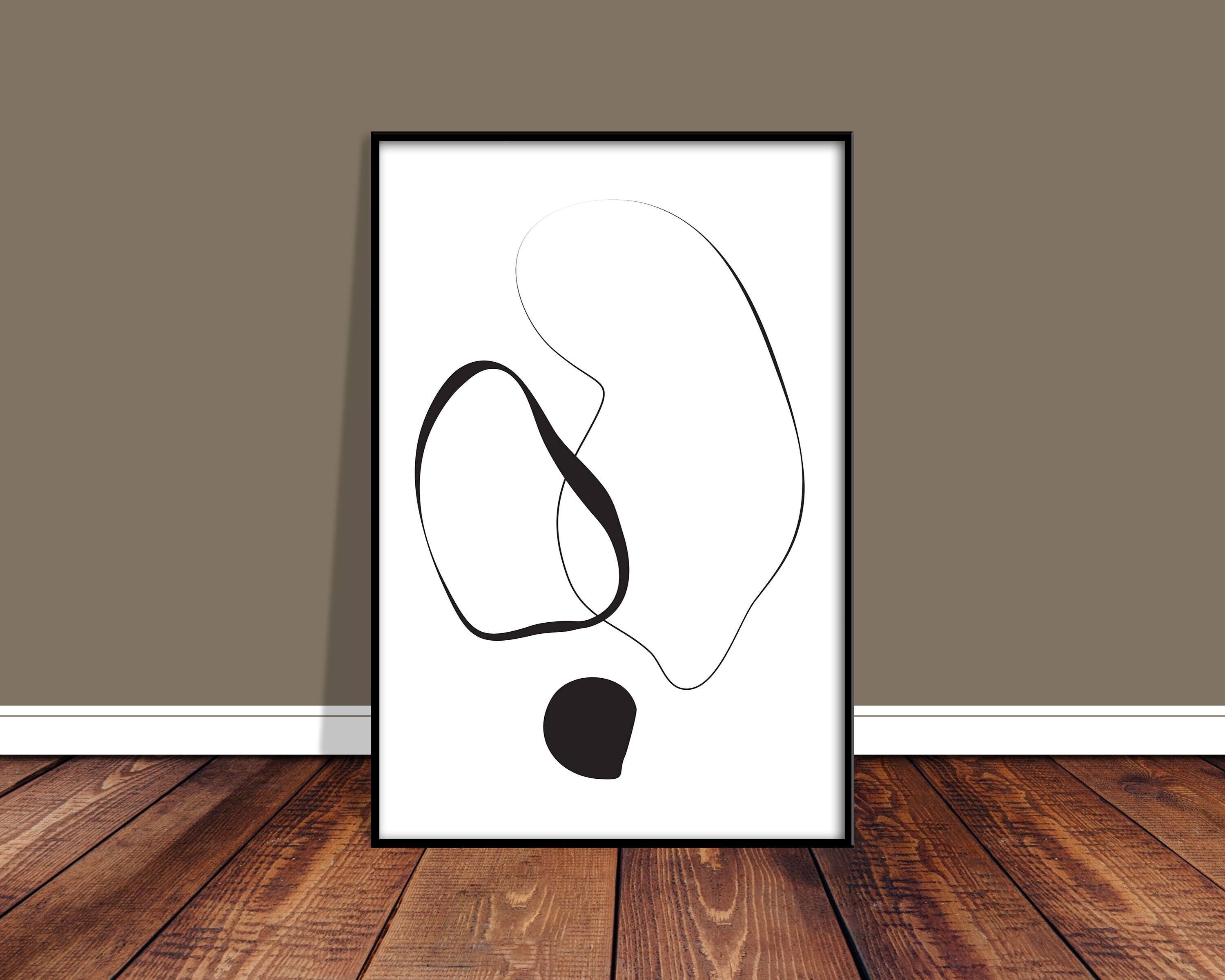 Set of 3 Wall Art Black And White Art Mid Century Art Living Etsy