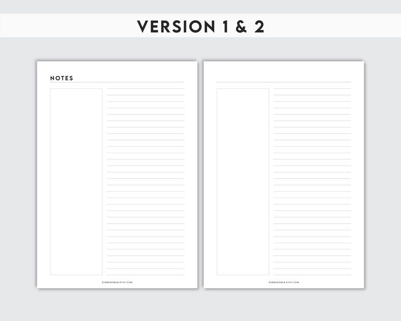 Minimalist Notes Template – Printable Journal Pages (A4, A5, Letter) - Etsy