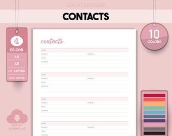 Editable Contact List Template, Canva Client Contact Information ...
