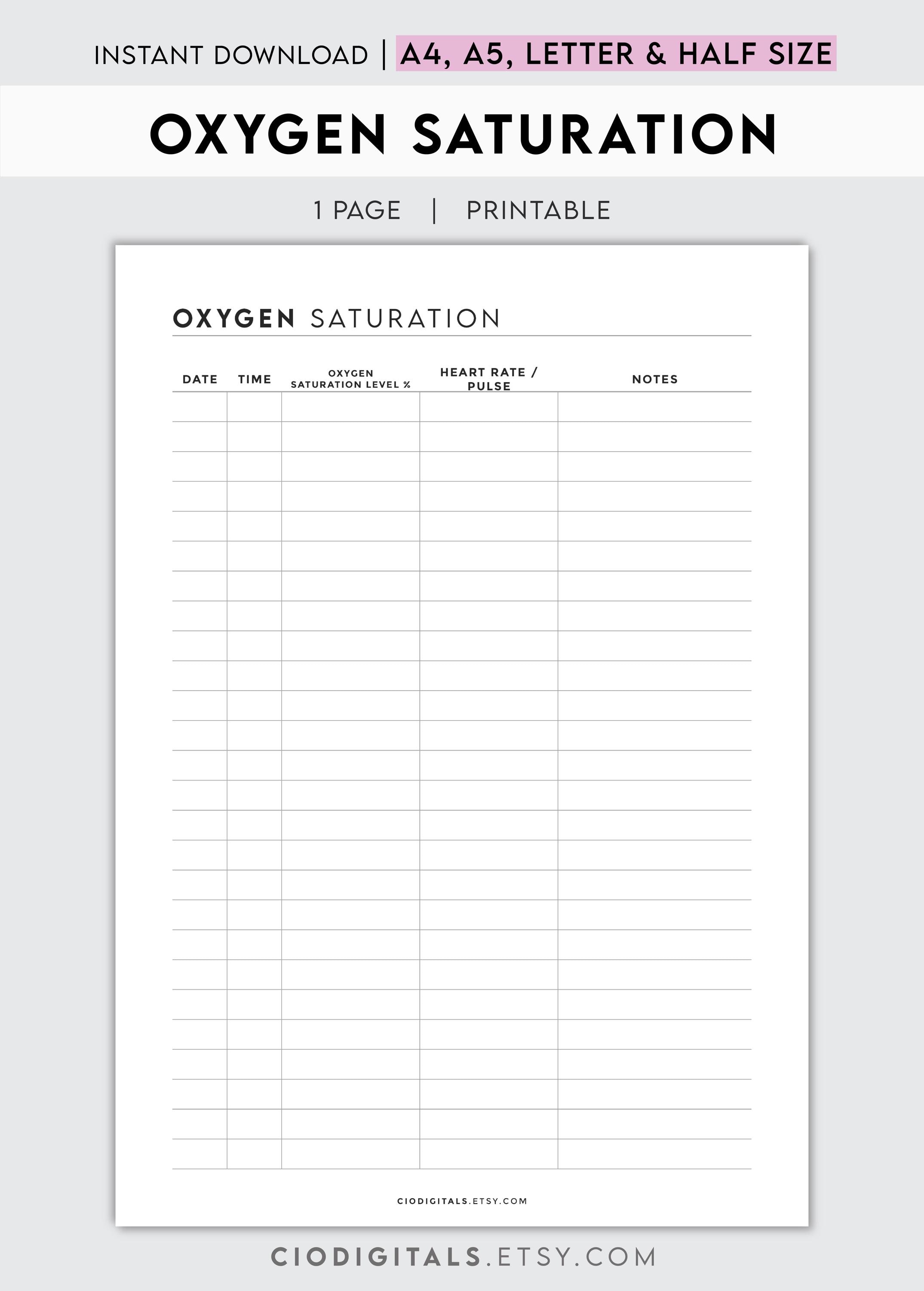 Oxygen Saturation Tracker | Pulse Monitor & Health Log for Vital Signs ...