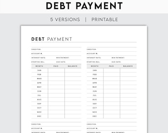 Debt Payment Tracker | Loan and Bill Management | Finance Log & Printable Payment Planner | Instant Download