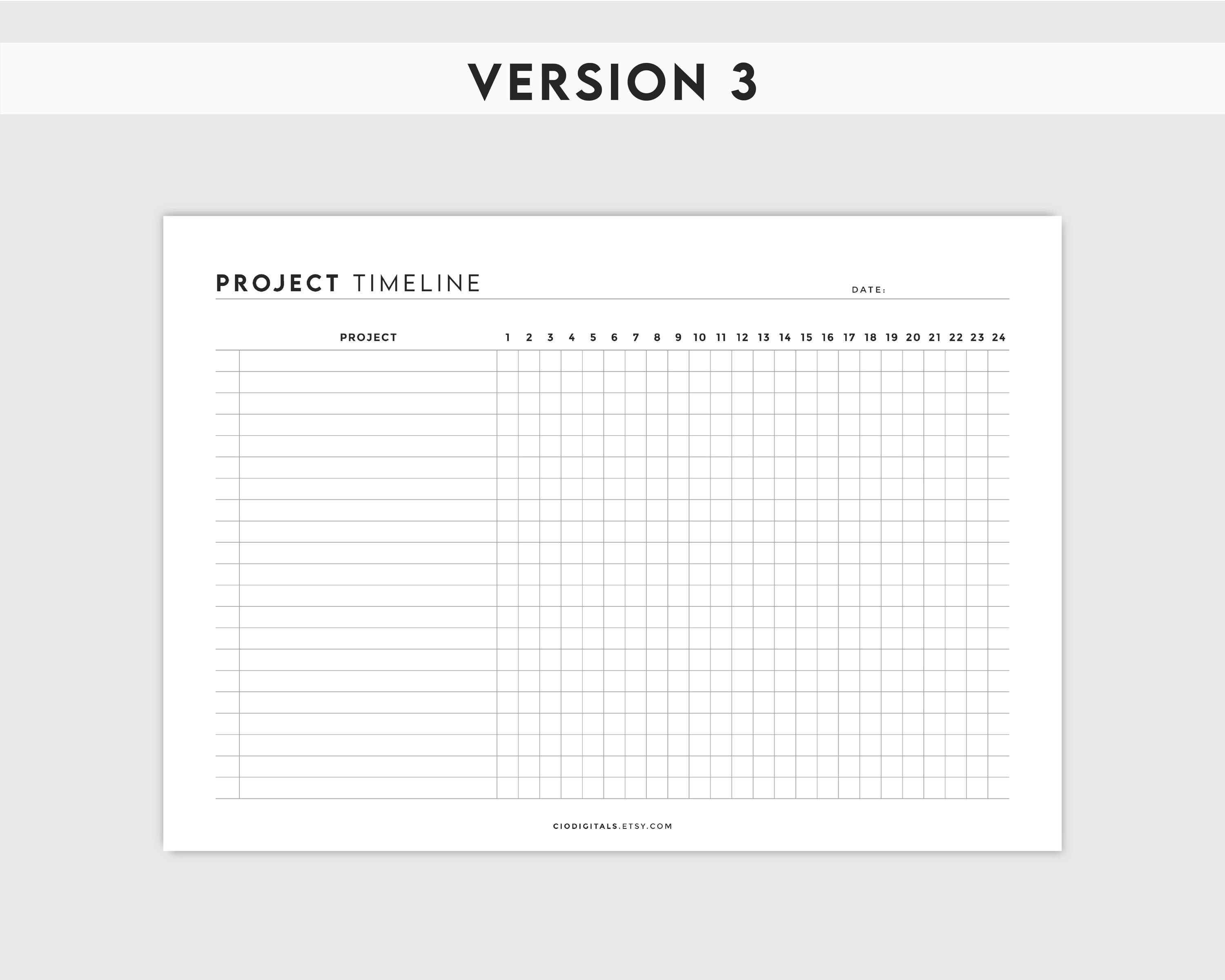 Project Timeline Tracker Printable Task Scheduler Workflow Organizer ...