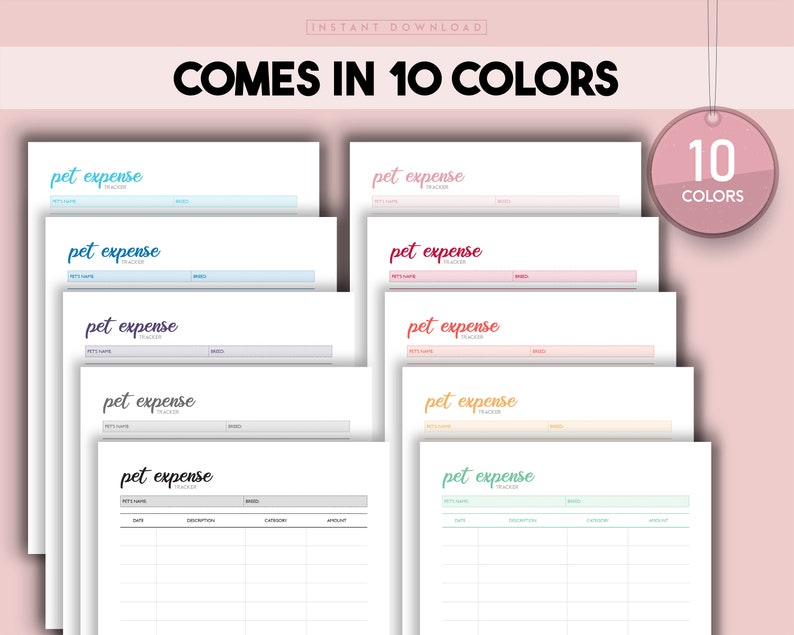 Pet Expense Tracker, Printable Spend Log, Pet Spending, Pet Finance ...