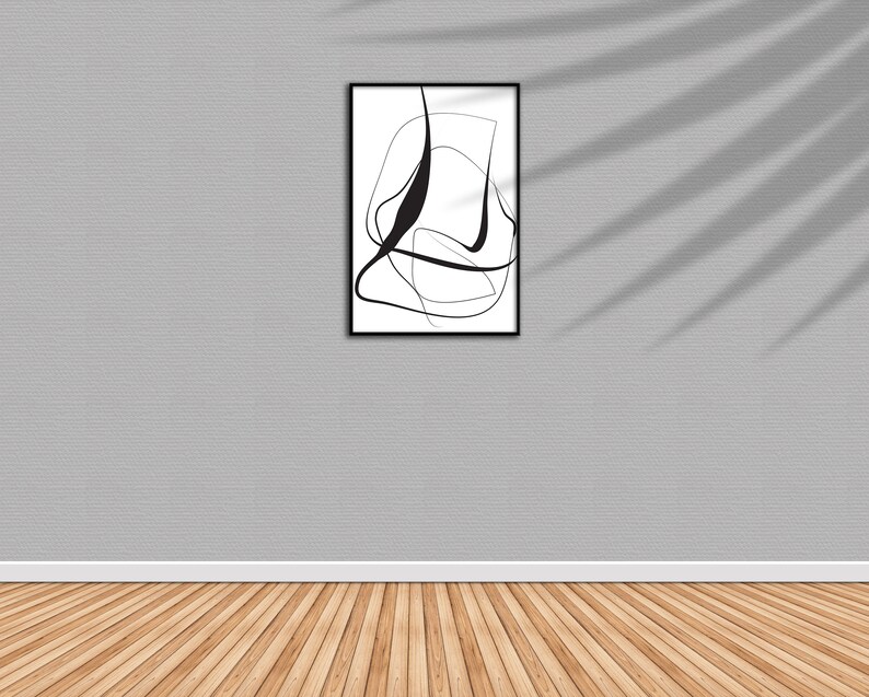 Set of 3 Wall Art Black And White Art Mid Century Art Living Etsy