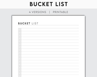 Bucket List Printable | Goal Tracker, Dream Planner (Digital Download)