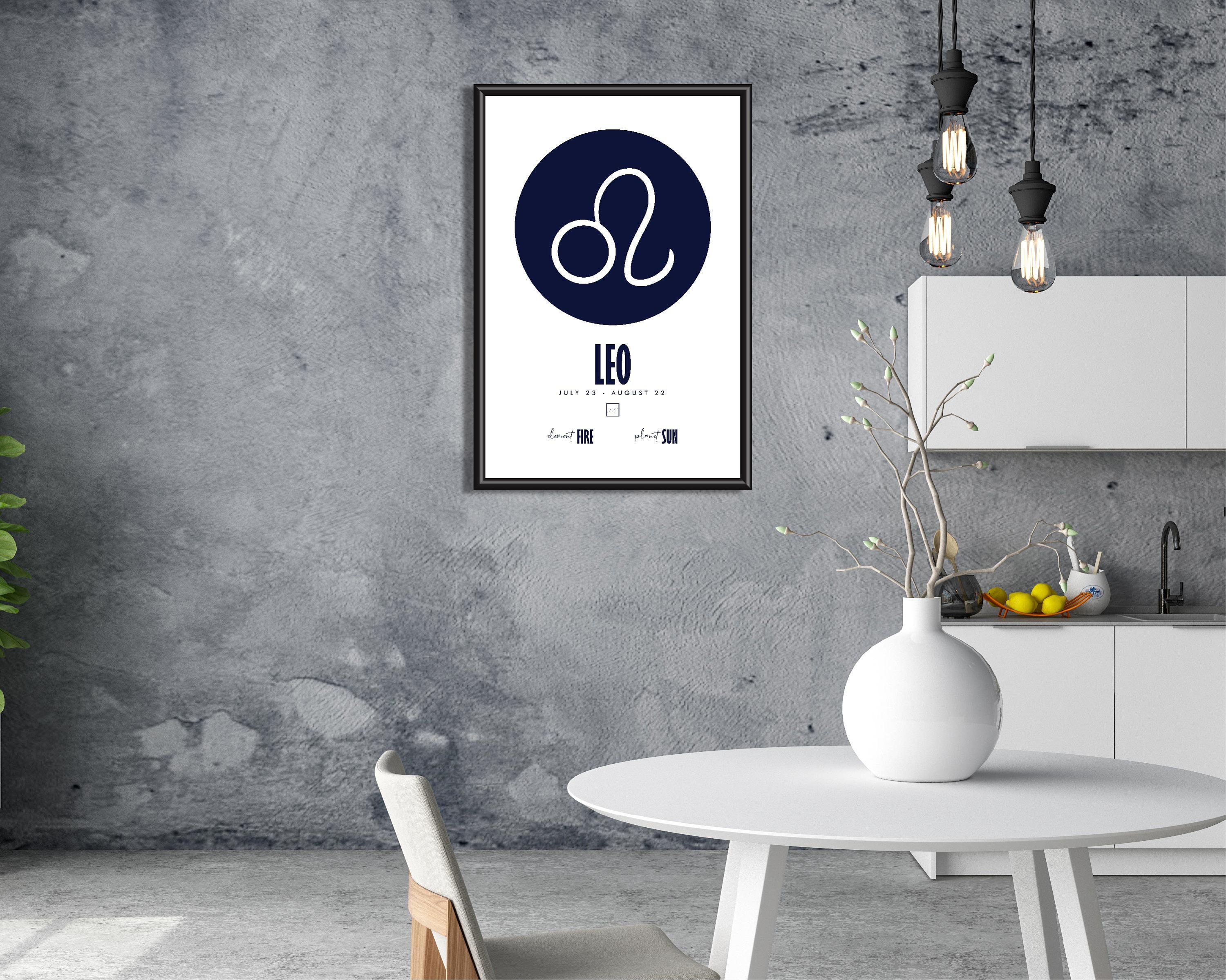 Leo Zodiac Leo Print Leo Wall Art Lion Print Zodiac Print Etsy