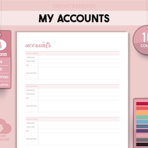 Account Tracker, Passwort-Tracker, Passwort-Währung, Passwort-Organizer, Digitaler Tracker, Goodnotes-Vorlage, Digitaler Planer, Passwort-Tracker