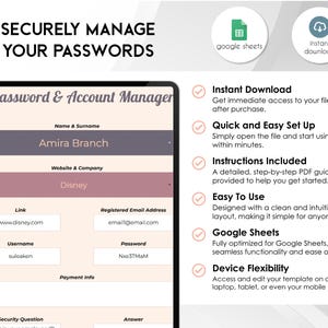 Hoja de cálculo de seguimiento de contraseñas / Inicio de sesión seguro y organizador de cuentas imagen 2