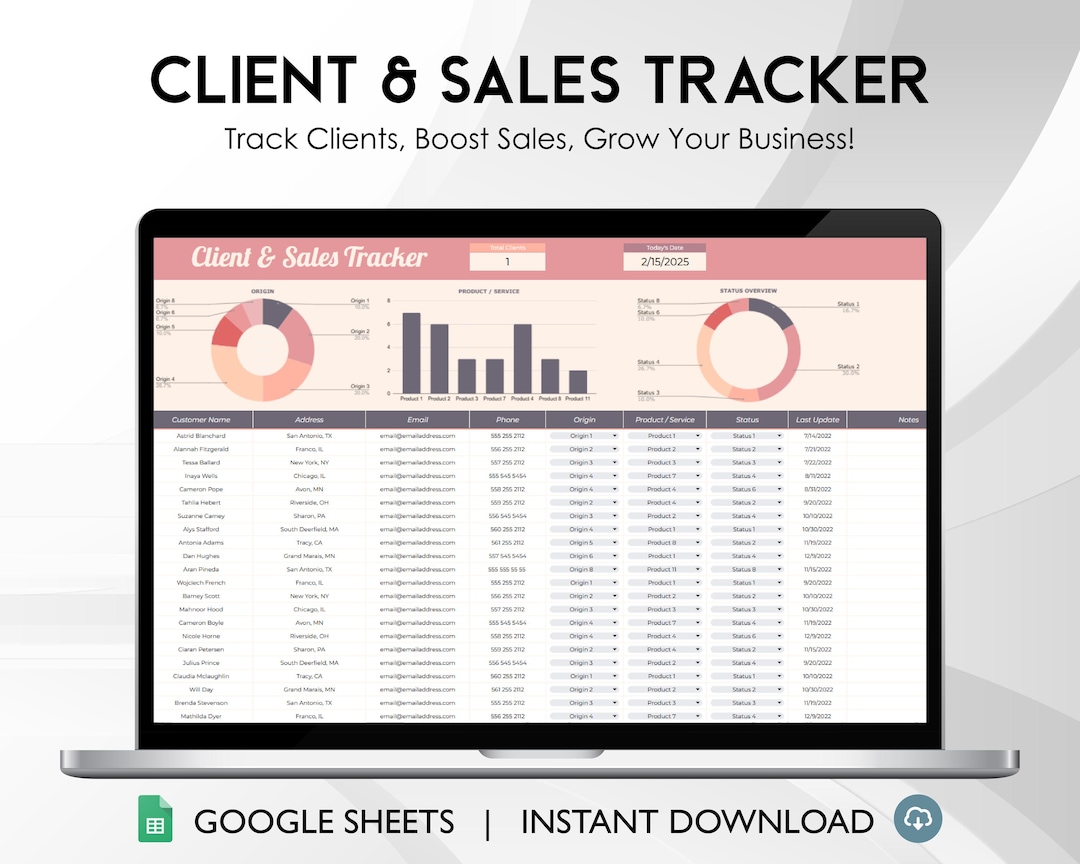 Client & Sales Tracker | Google Sheets Template (digital Download) - Etsy