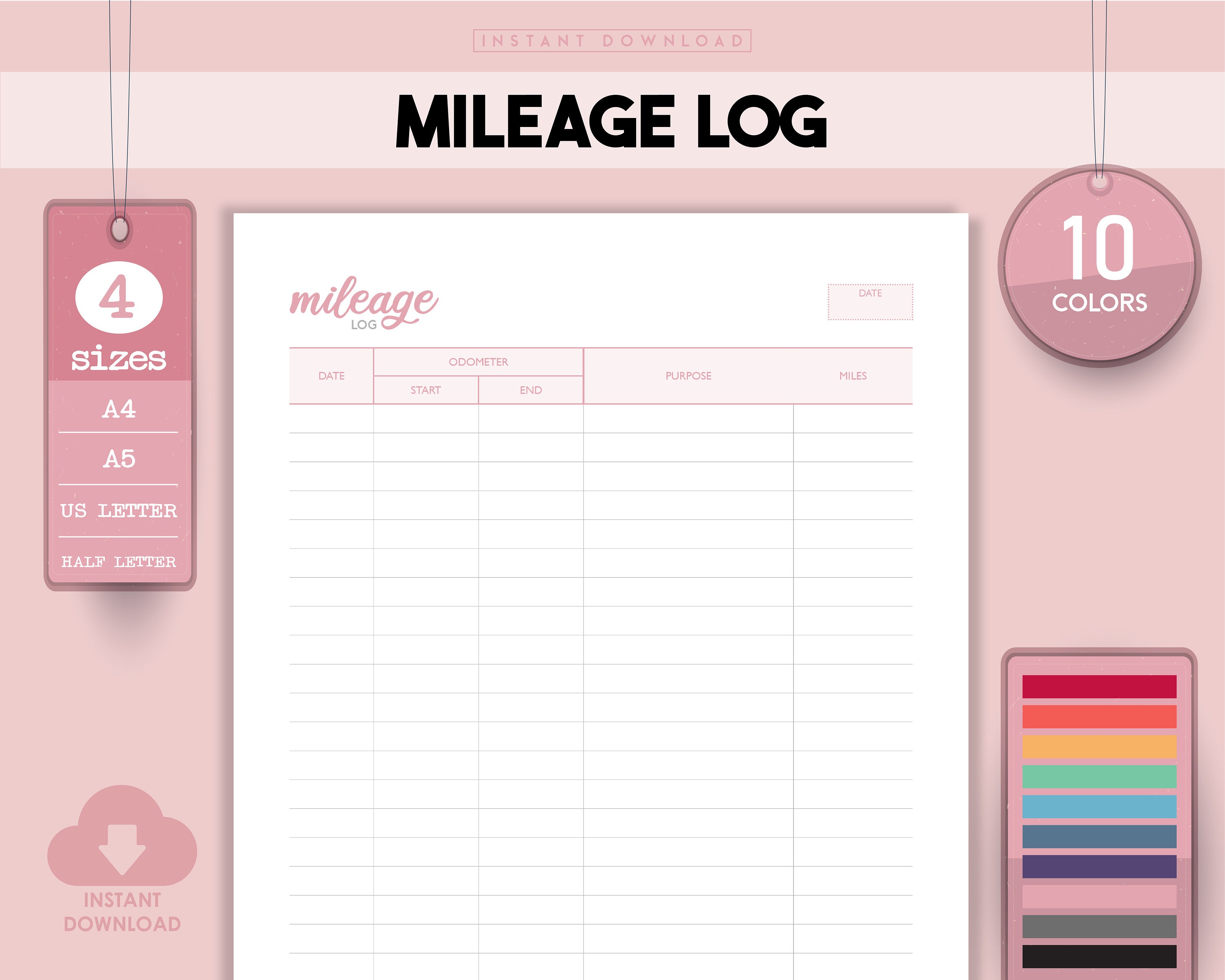 Mileage Tracker Mileage Log Book Vehicle Mileage Log Work Etsy