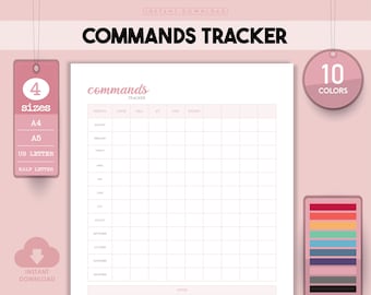 Puppy Training Commands Tracker, Dog Training Log (Digital Prints)