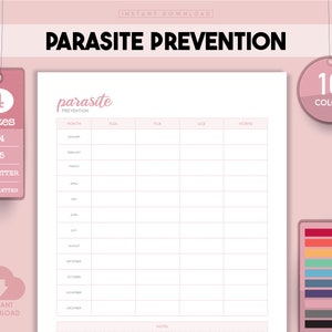 Parasite Prevention, Tick Control, Worm Control, Pet Treatment Track, Cat And Dog Health, Flea Control, Pet Health Log, Digital Prints