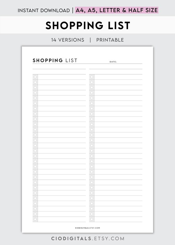 Shopping List Organizer | Grocery Tracker & Budget Planner For Efficient Household Management  Meal Prep Customizable