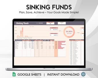 Sinking Funds Tracker, Budget Savings Tool (Google Sheets)