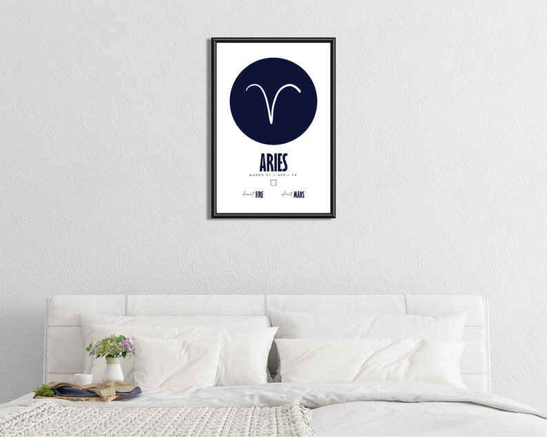 Zodiac Sign Wall Art Aries Zodiac Art Zodiac Wall Art Etsy