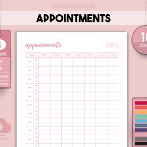 Appointment Reminder, Meeting Tracker, 15 Minute Planner, Doctor Appointment, Appointment Book, Hairdresser, Beautician, Small Business