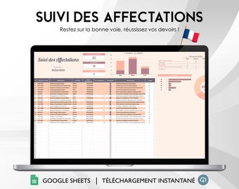 Suivi Des Affectations | Gestion Devoirs | Planificateur Etude | Google Sheets | Agenda Devoirs