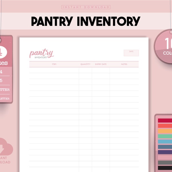 Pantry Inventory, Inventory Tracker, Inventory Log, Kitchen Log, Digital Log, Digital Tracker, Printable Log, Kitchen Inventory, Printable