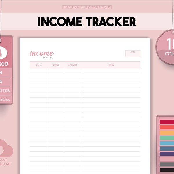 Income Tracker, Income Planner, Income Printable, Income Management Income Manager Evaluate Your Income Calculate Income Prepare Tax Seasons