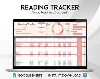 Reading Tracker Spreadsheet | Book Log | Reading Goal Planner