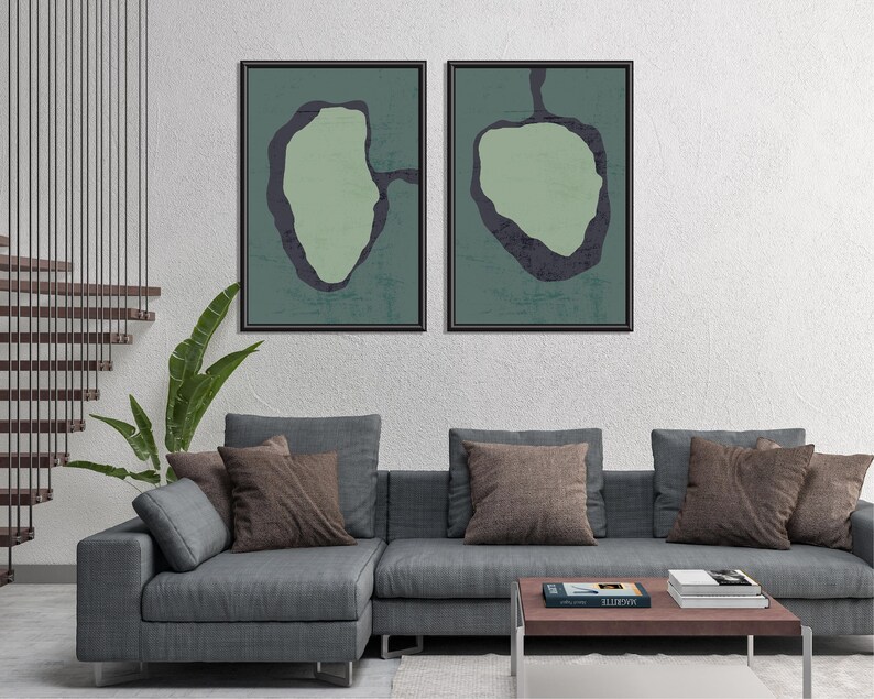 Abstract Set of 2 Set of 2 Prints Large Art Oversize Art Etsy