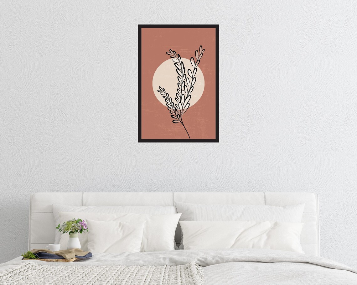 Arte de la pared de lavanda botánico mínimo hojas impresión | Etsy